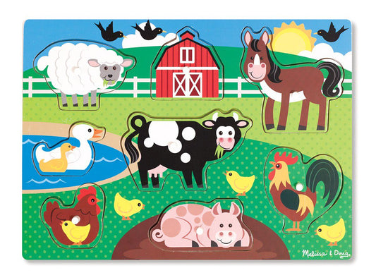 Melissa & Doug Farm Peg Puzzle - 8 Pieces