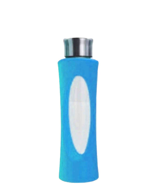 Regent 580ml Glass Water Bottle With Silicone Sleeve - Blue