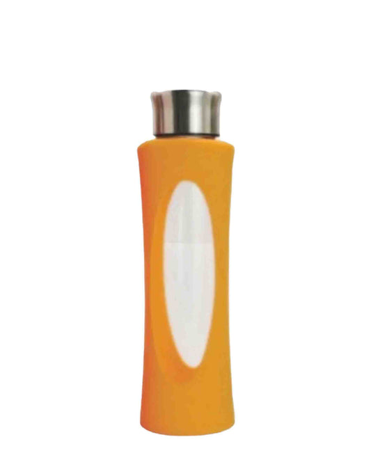 Regent 580ml Glass Water Bottle With Silicone Sleeve - Orange