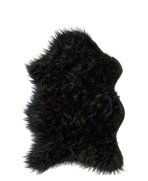 Shaggy Faux Fur Luxurious Shaped 600mm x 900mm - Black