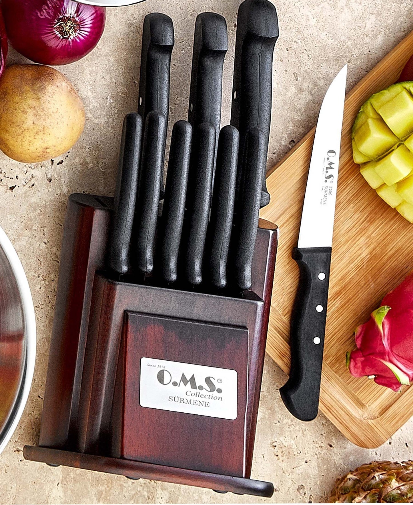 OMS 11 Piece Kitchen Knife Set - Black