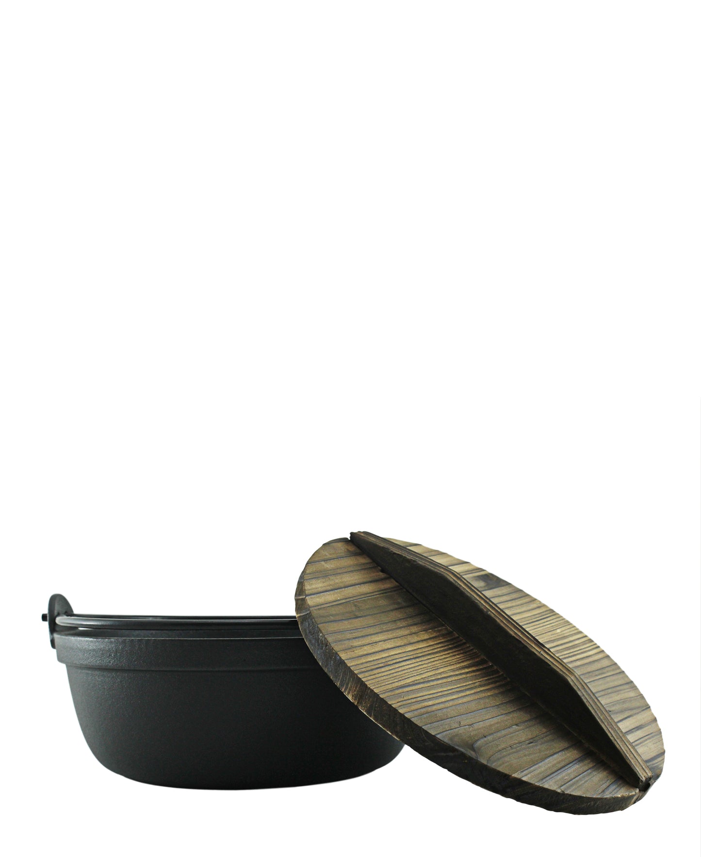 Regent Cast Iron Hot Pot With Wooden Lid - Black