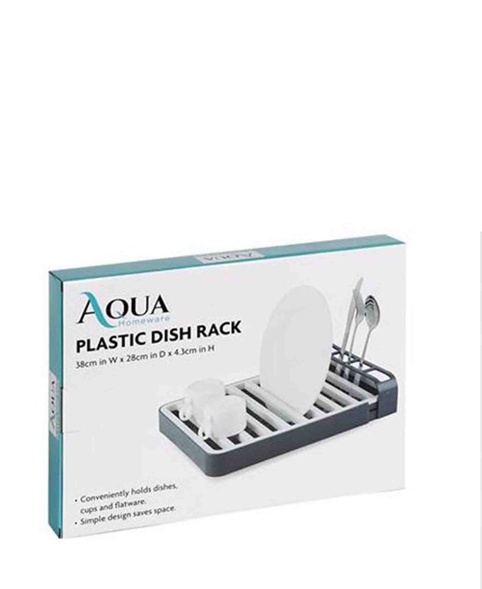 Aqua 38cm Compact Dish Rack - White & Black