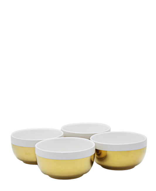 Symphony Adorn Sauce Bowl Set Of 4 - White & Gold