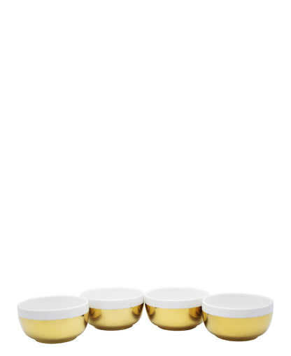 Symphony Adorn Sauce Bowl Set Of 4 - White & Gold