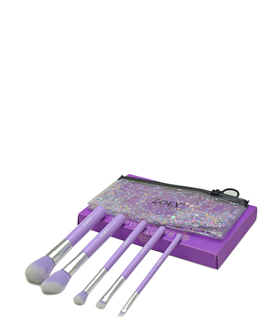 Zoey Cosmetic Brushes 5 Piece - Purple