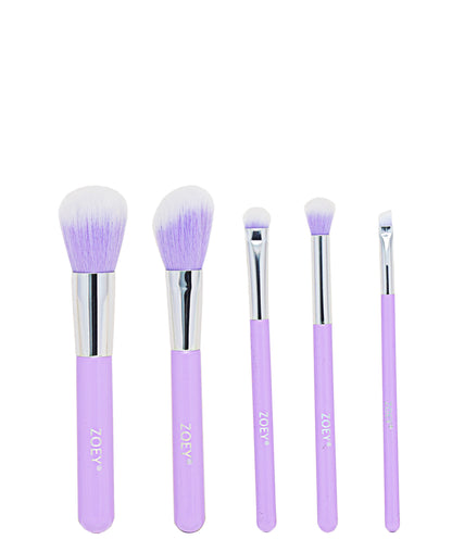 Zoey Cosmetic Brushes 5 Piece - Purple