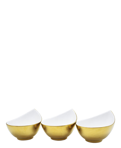 Symphony Adorn Bowl Set Of 3 - White & Gold