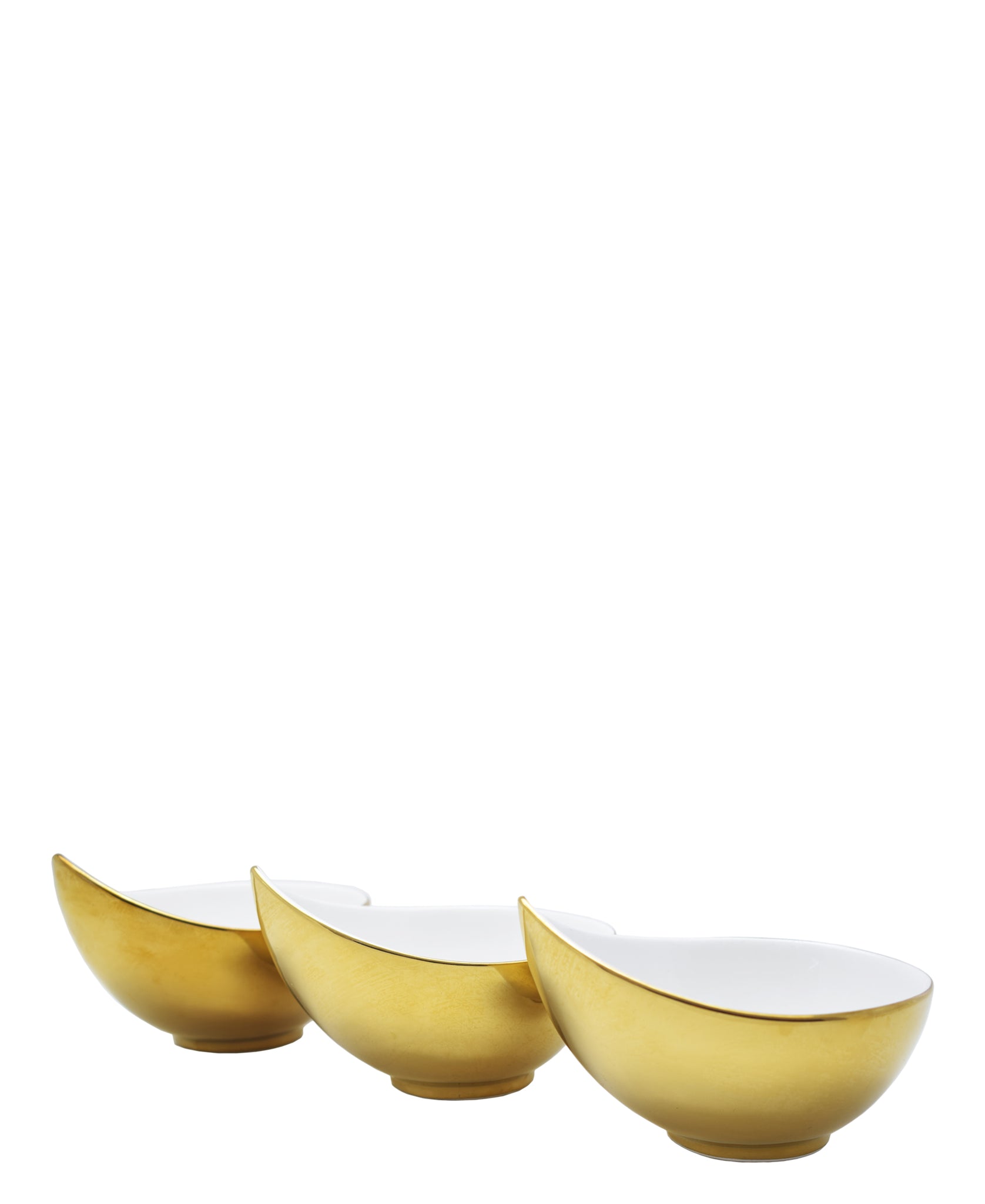 Symphony Adorn Bowl Set Of 3 - White & Gold