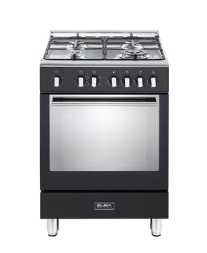 Elba Fusion 60cm 4 Burner Gas Cooker With Electric Oven - Black