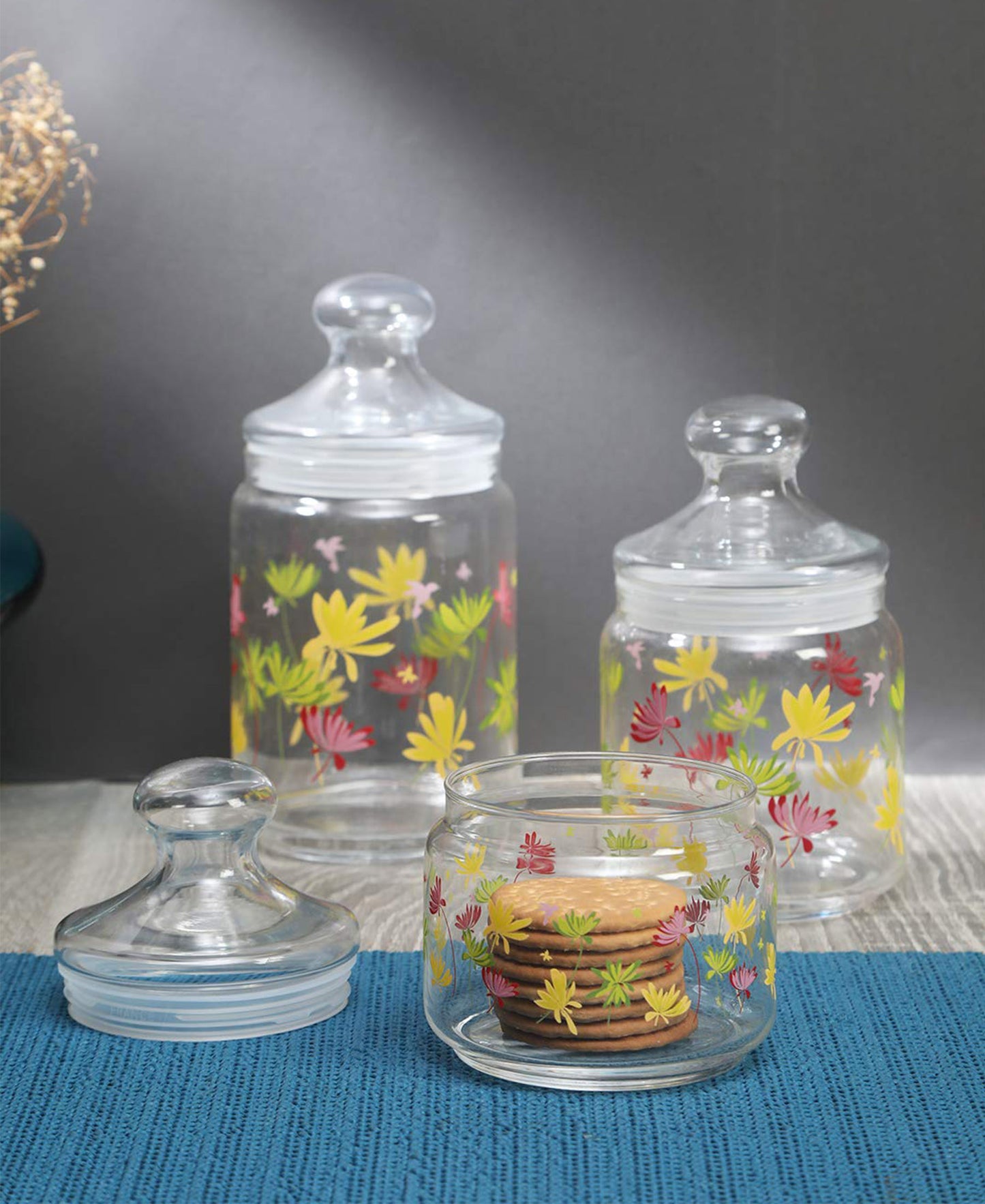 Lumiarc 3 Piece Canister Set Crazy Flowers - Clear