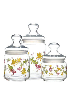 Lumiarc 3 Piece Canister Set Crazy Flowers - Clear