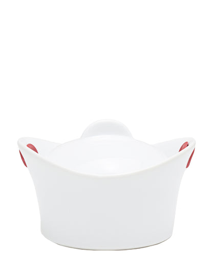 Aqua Round Mini Baker With Lid - White