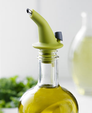 Trudeau Stainless Steel & Silicone Dripless Oil & Vinegar Pourer - Green