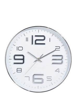 Urban Decor 30.5cm Wall Clock - White & Silver