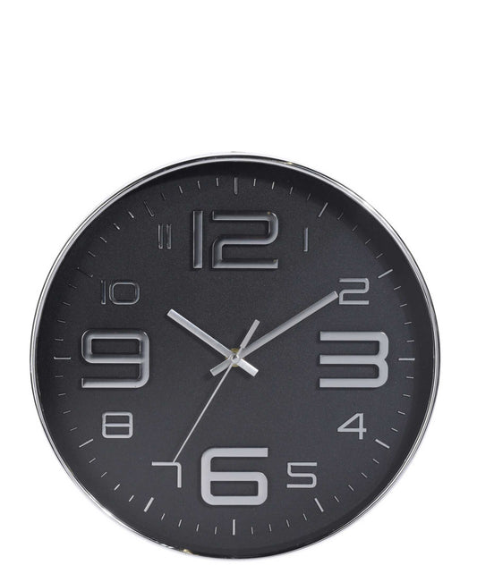 Urban Decor 30.5cm Wall Clock - Black & Silver