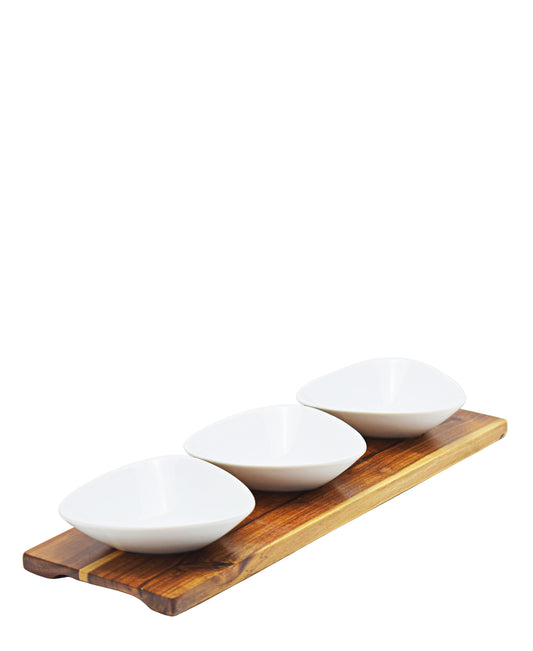 Eetrite 3 Mini Dishes With Tray - White