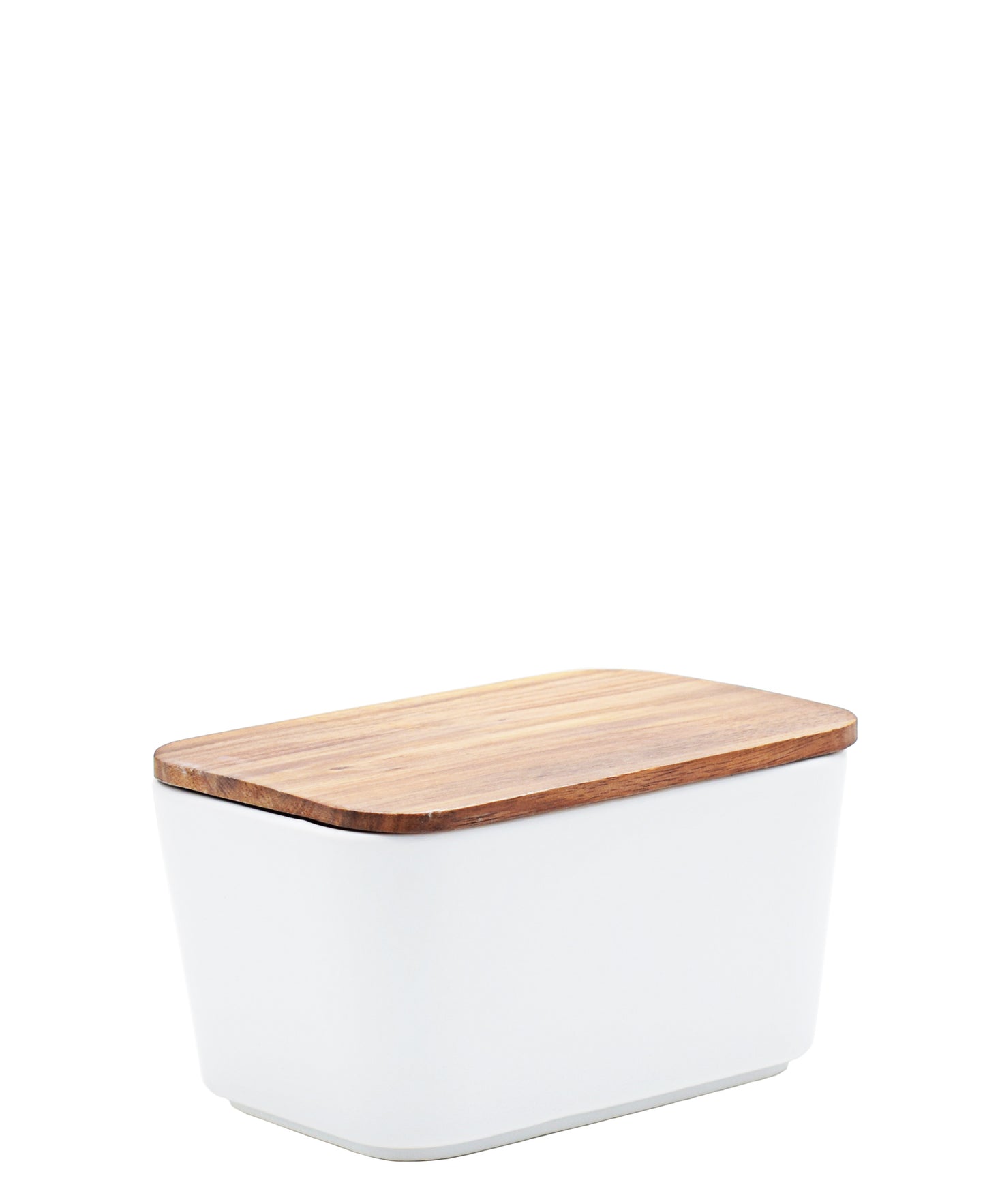 Eetrite Butter Dish With Acacia Lid - White