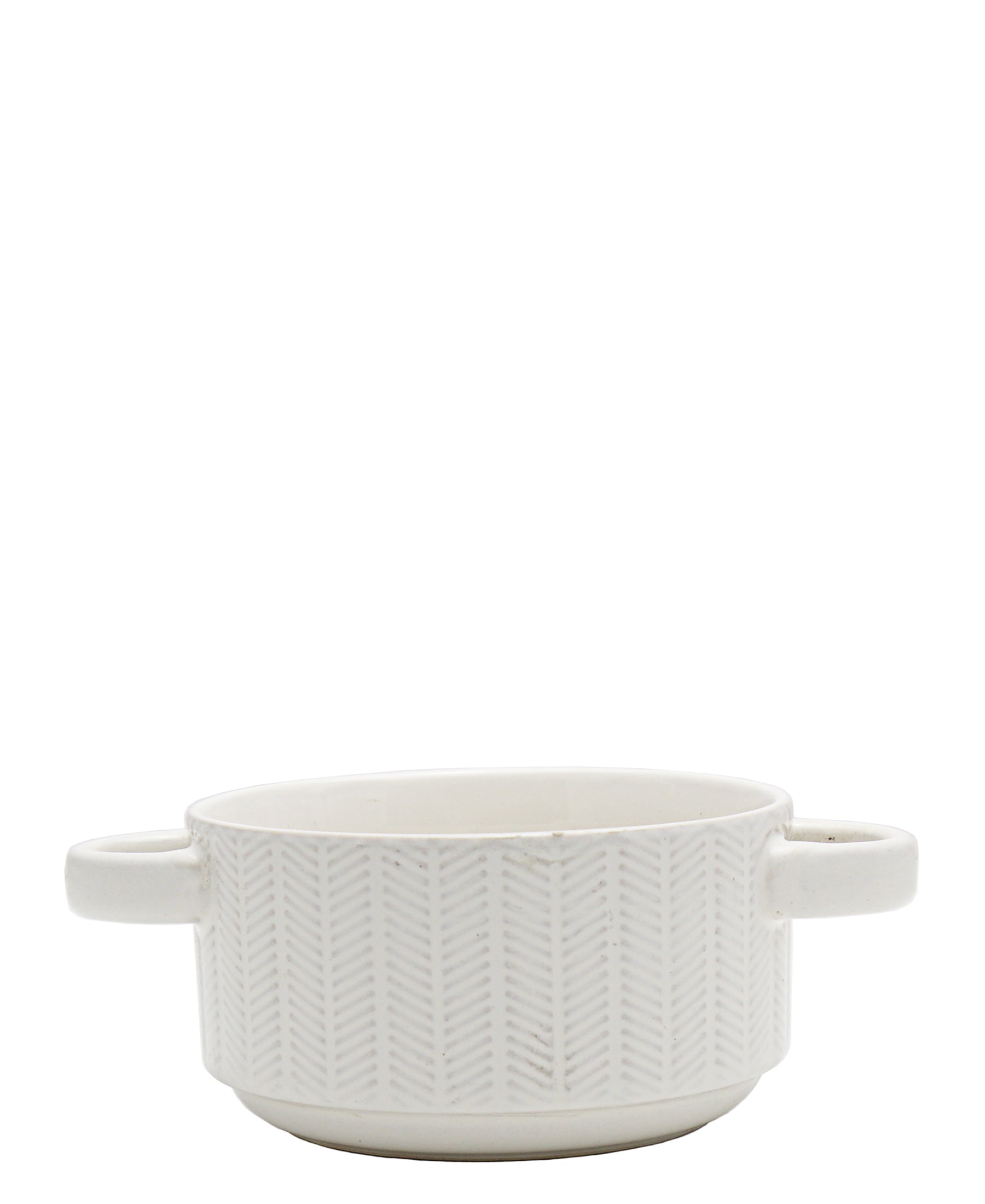 Kitchen Life Embossed Ceramic Soup & Serving Bowl - White
