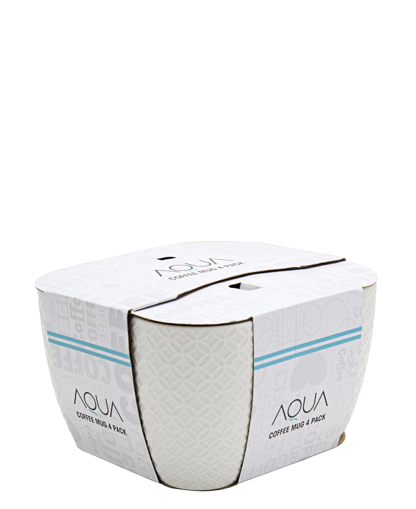 Aqua Embossed 4pc Mug - White