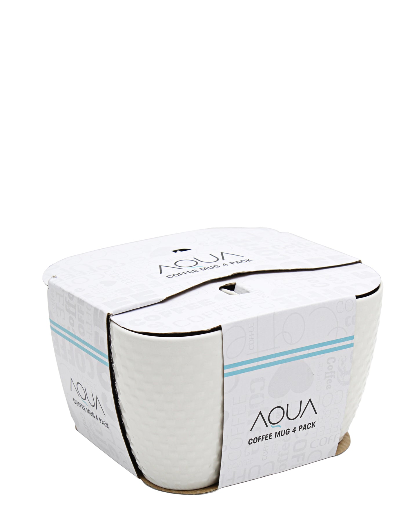 Aqua Embossed 4pc Mug - White