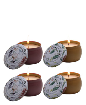 Scented 4pc Candle In Tin - Pink & Gold