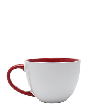 Kitchen Life Ceramic Soup Mug - White & Red