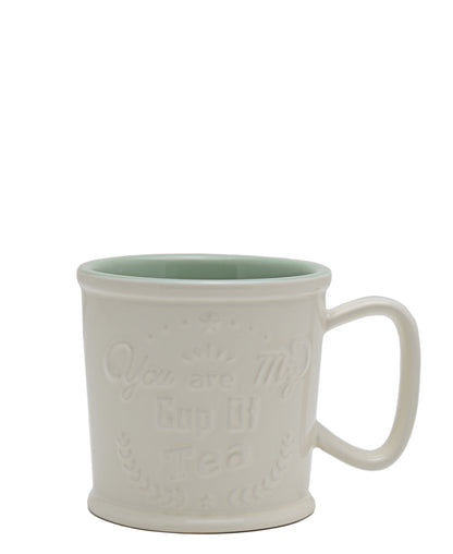 Kitchen Life Lungo 400ml Mug With Coaster - White & Green