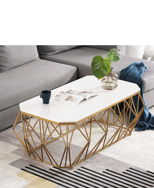 Exotic Designs Abstract Coffee Table - White & Gold