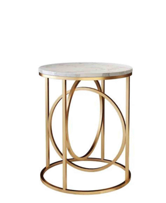 Exotic Designs Abstract Side Table - White & Gold