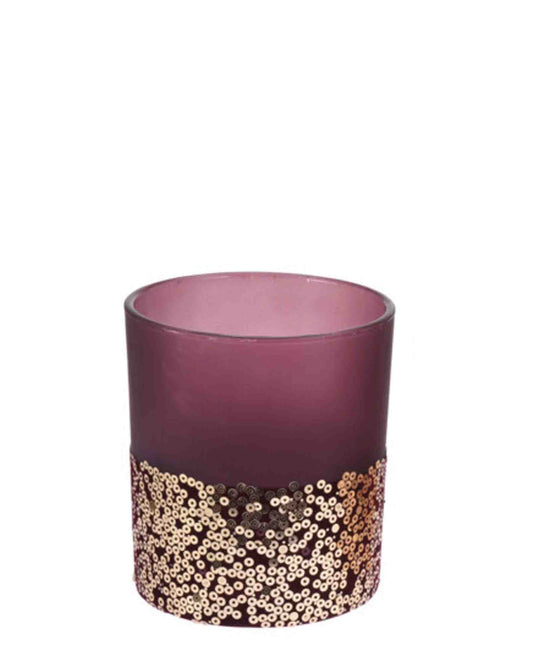 Urban Decor Velvet & Amber 10cm Tealight Holder - Purple