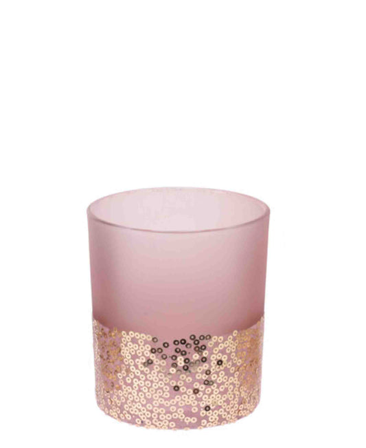 Urban Decor Velvet & Amber 8cm Tealight Holder - Pink