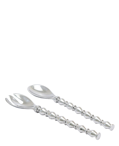 Alu Shiny Ornate Stem Server 2 Piece - Silver