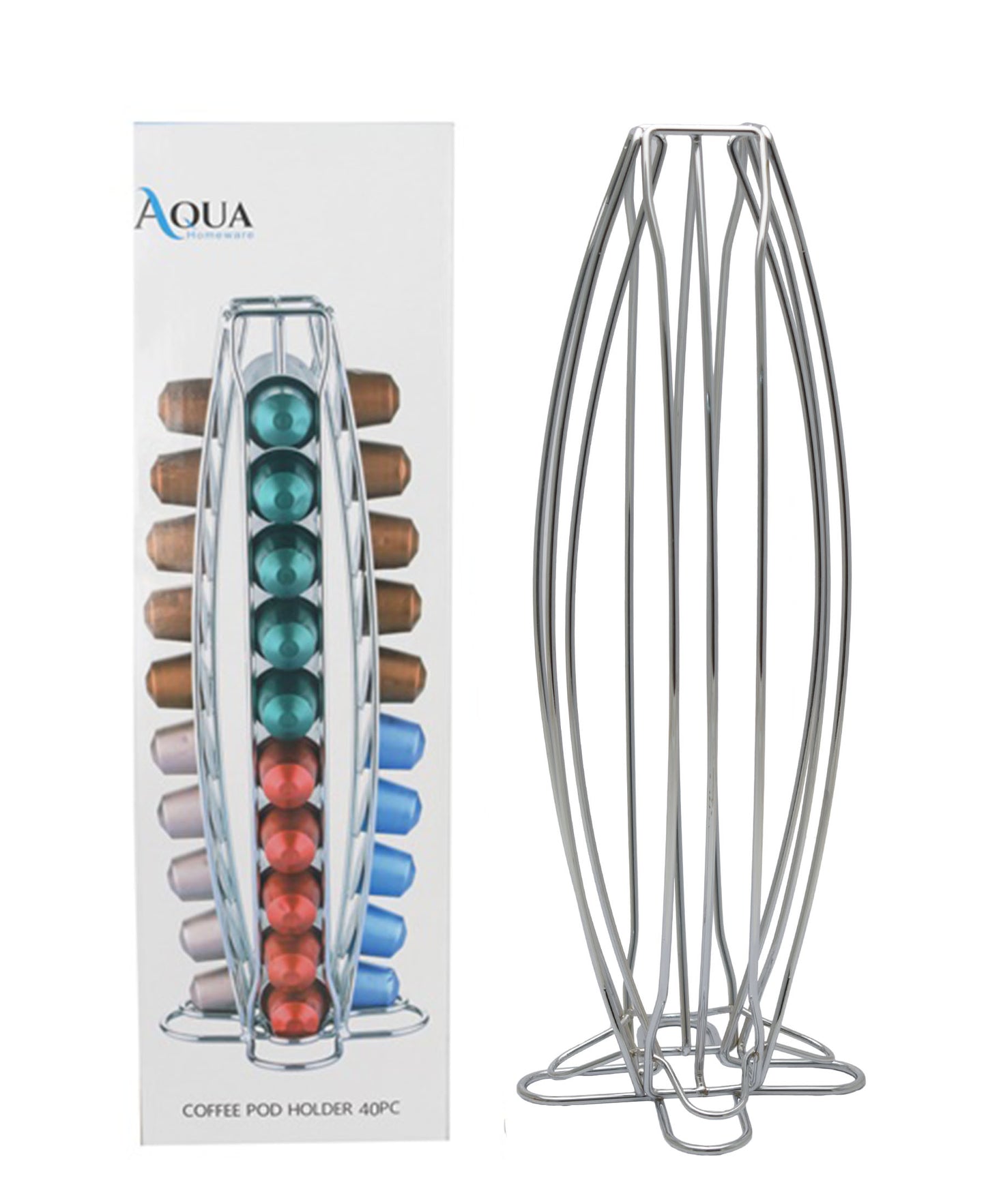 Aqua Coffee Pod Holder 40 Piece - Silver