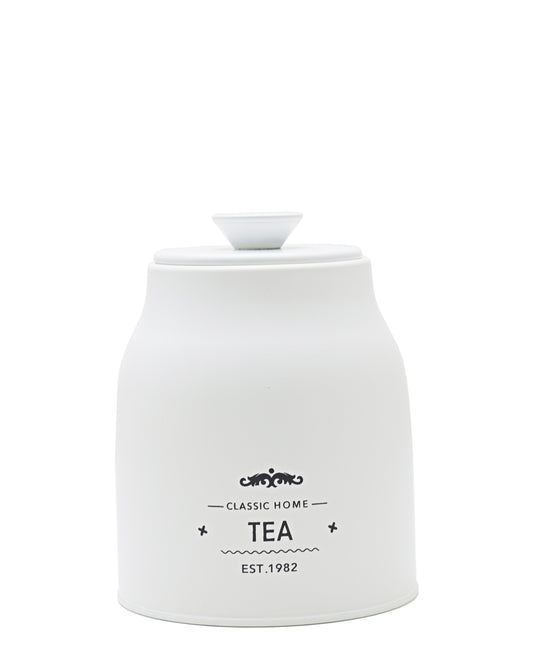 Aqua Iron White Tea Canister - White