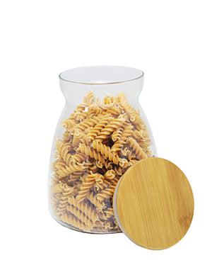 Siena Medium Borosilicate Canister With Bamboo Lid - Clear