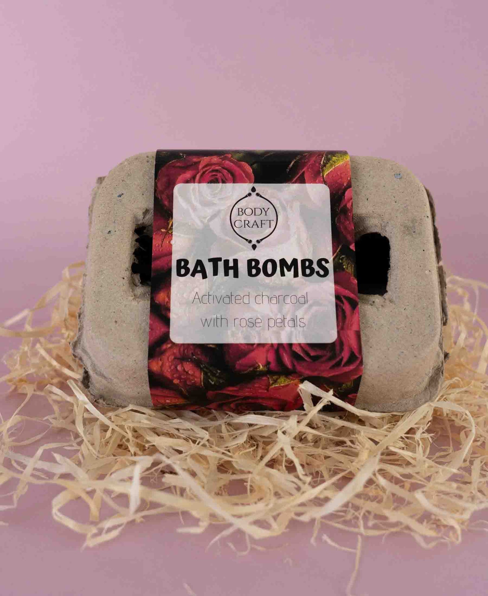 Activated Charcoal Bath Bombs with Rose Petals
