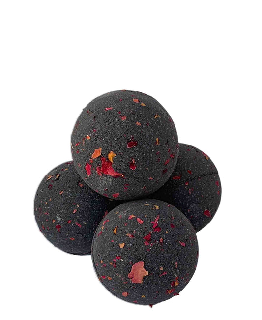 Activated Charcoal Bath Bombs with Rose Petals