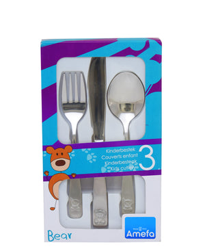 Amefa Teddy 3 Piece Kiddies Cutlery Set - Silver
