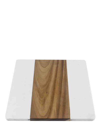 Aqua Acacia Wood With Marble Cutting Board - White & Brown