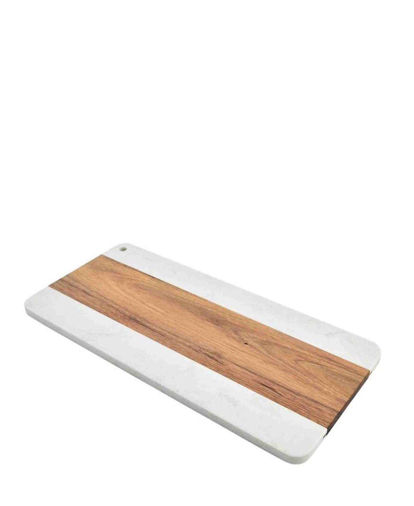 Aqua Acacia Wood With Marble Cutting Board - White & Brown