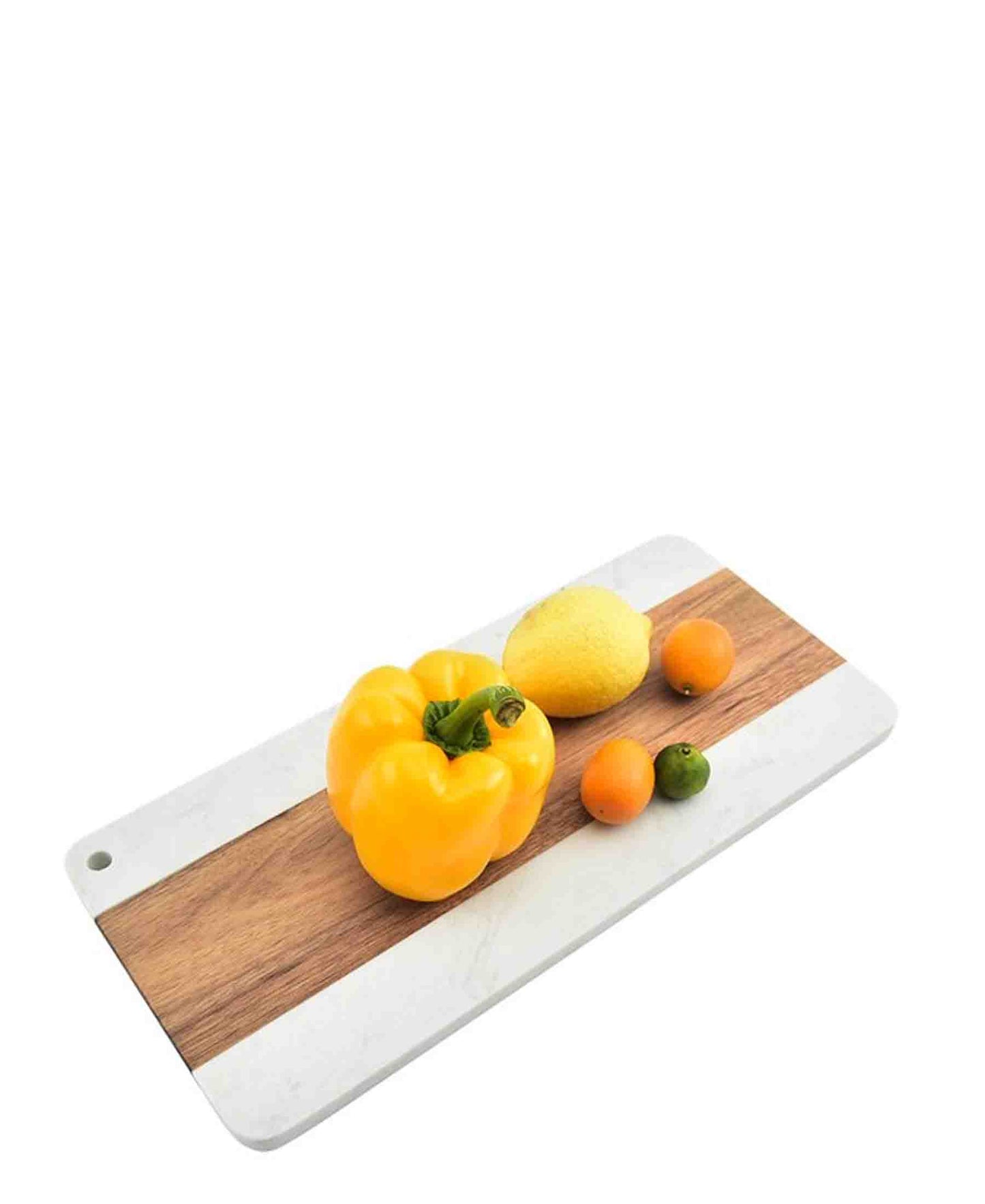 Aqua Acacia Wood With Marble Cutting Board - White & Brown