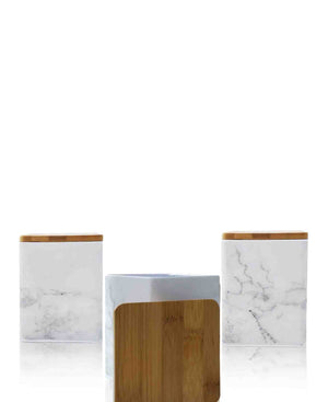 Aqua Storage Container With Bamboo Lid - White Marble