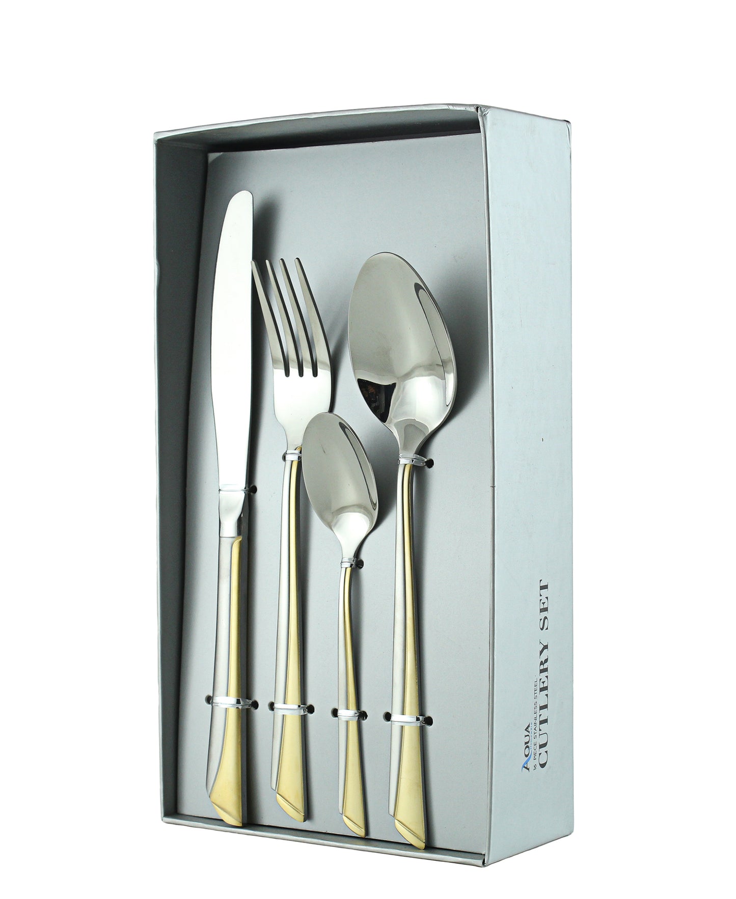 Aqua 16 Piece Cutlery Set - Silver-Gold