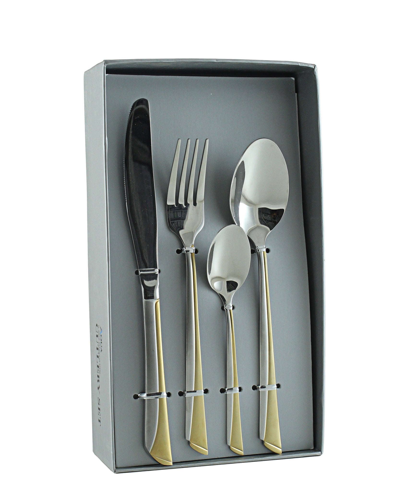 Aqua 16 Piece Cutlery Set - Silver-Gold