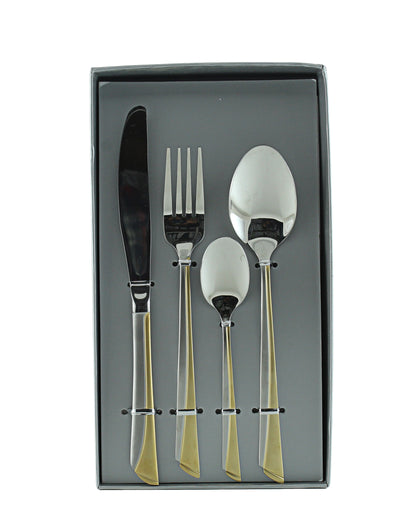 Aqua 16 Piece Cutlery Set - Silver-Gold