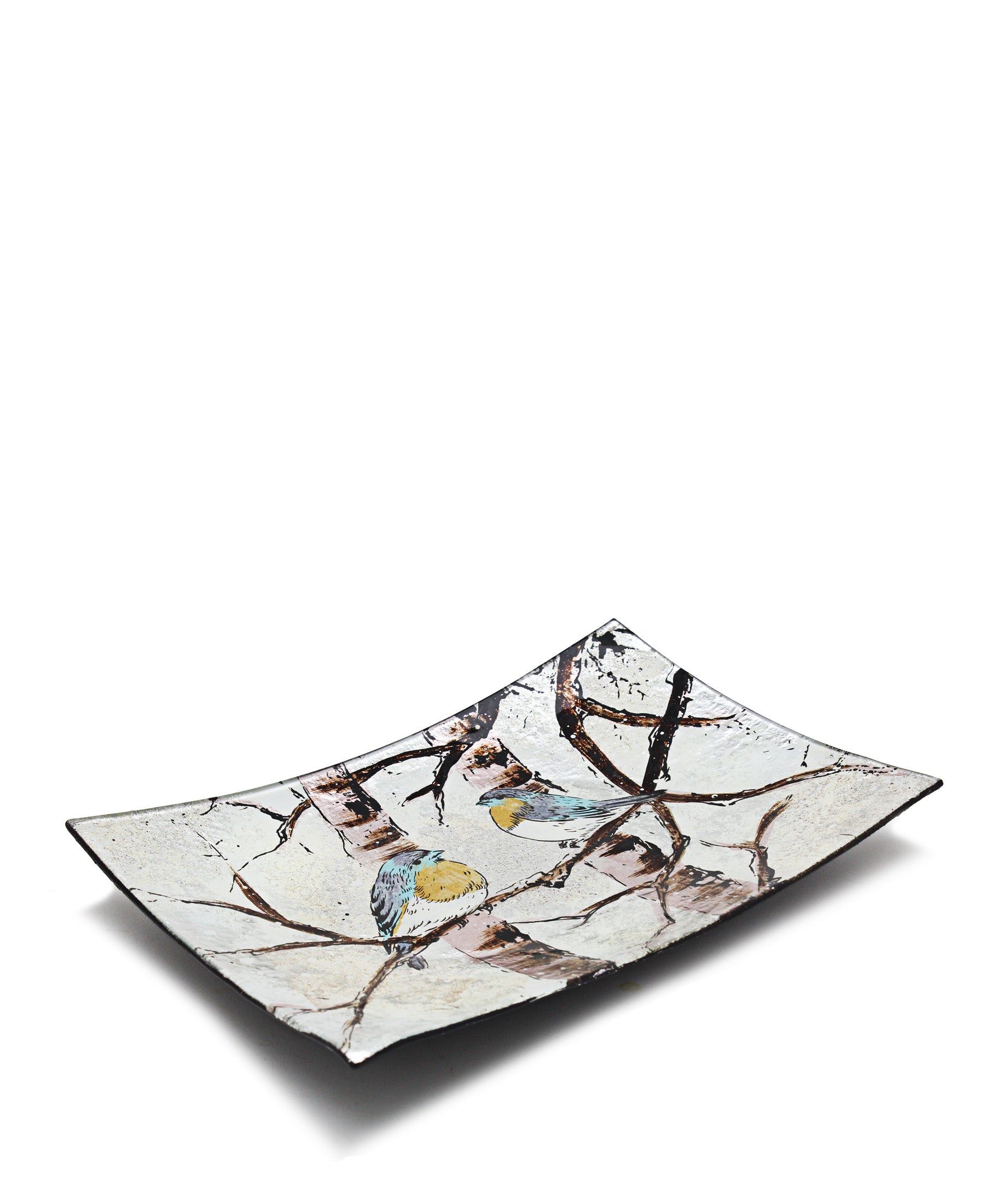 Kitchen Life Birds In The Tree Plate - White & Brown