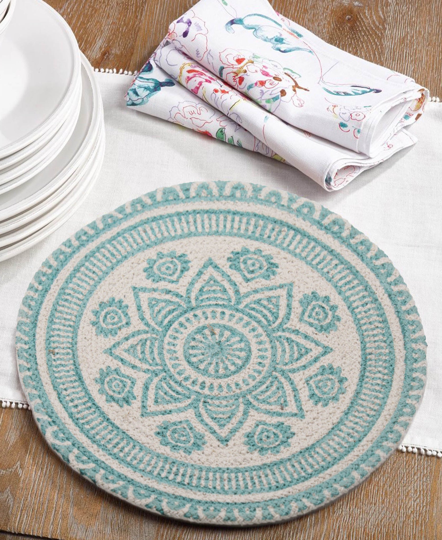 Kitchen Life Hand Woven Place Mat - Turquoise