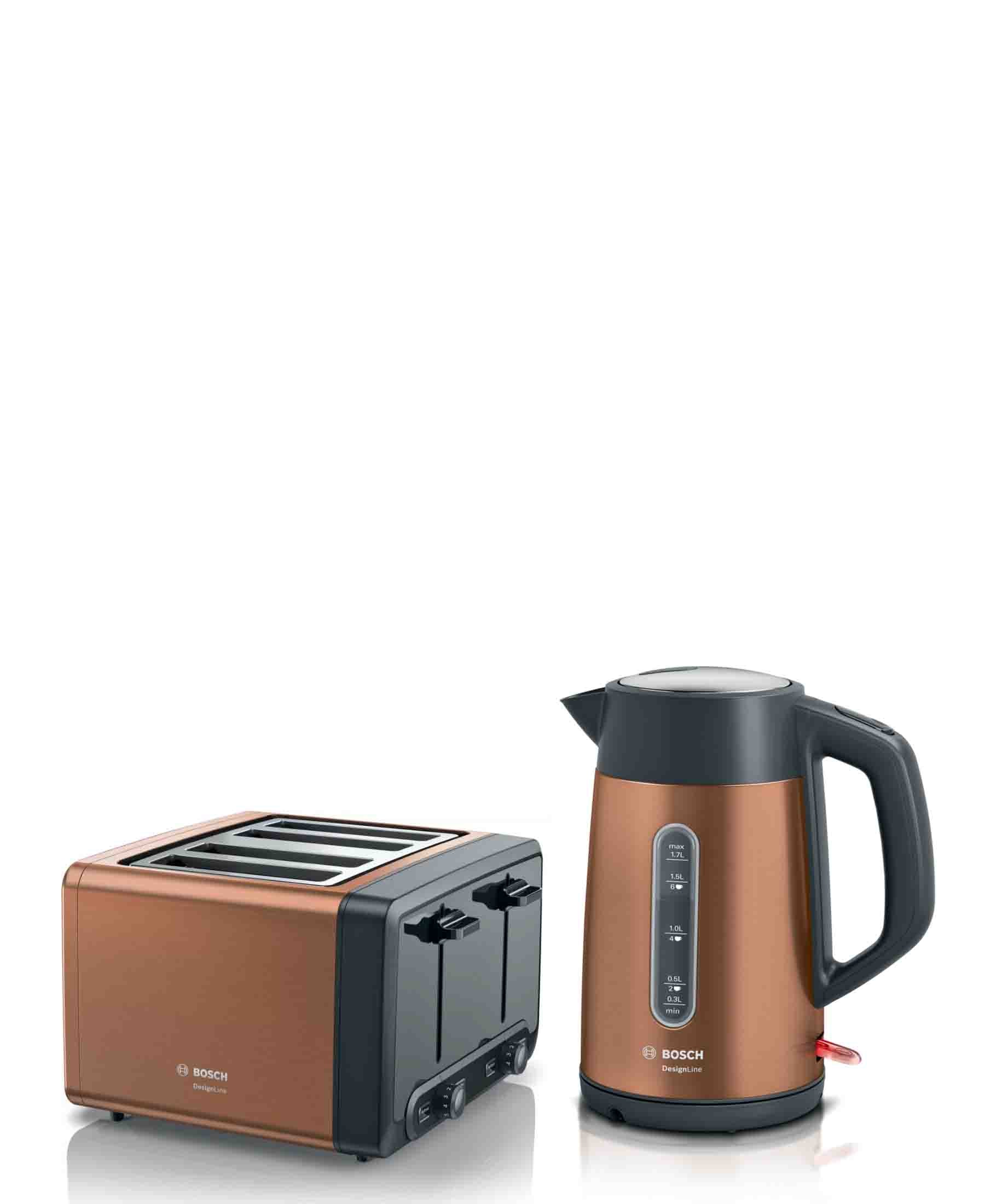 Bosch DesignLine Kettle Toaster Breakfast Combo Copper The Culinarium