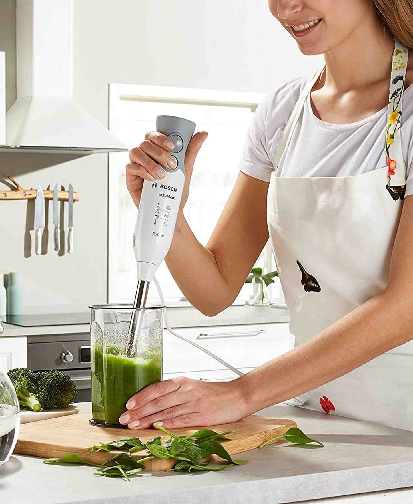 Bosch Slim 600W Hand Blender with Measuring Jug - White & Grey